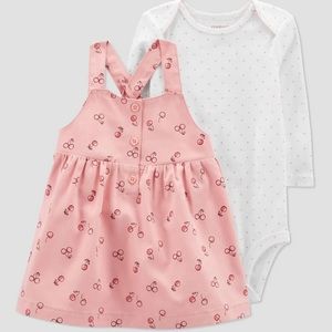 9m Carter’s Cherry Overall dress with Polka Dot Onesie
